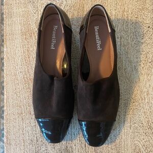 Beautifeel Lucy Shoes Suede Patent Leather Cap Toe Heel Brown Size 37